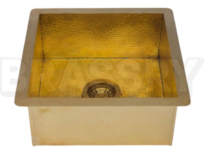 Hand-Hammered Moroccan Brass Bar Sink – Unlacquered Solid Brass Farmhouse Prep Sink for Bar, Hammered Style Water Fixture