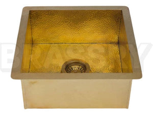 Hand-Hammered Moroccan Brass Bar Sink – Unlacquered Solid Brass Farmhouse Prep Sink for Bar, Hammered Style Water Fixture