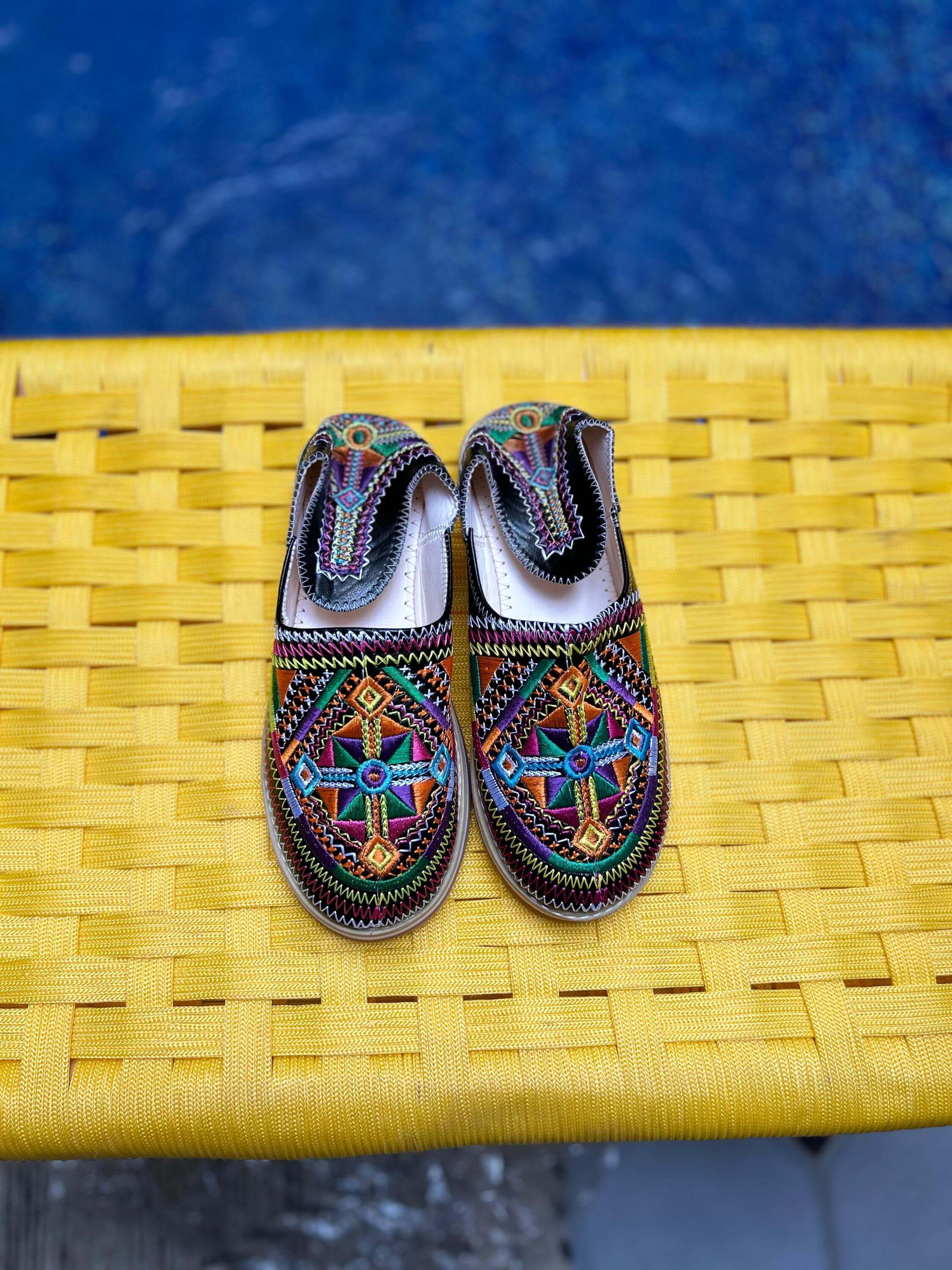 Handmade Berber Leather Shoes – Colorful Embroidered Motifs & All-Day Comfort