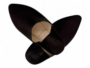 Handmade Moroccan Leather Slippers – Black Babouche for Women & Men – Comfortable Flat Shoes for Casual Wear & Gifts