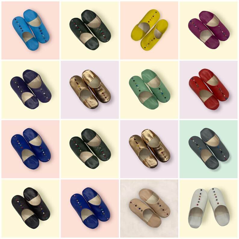Handmade Moroccan Leather Slippers for Women with Pompon – All Sizes & Colors | Ideal Gift
