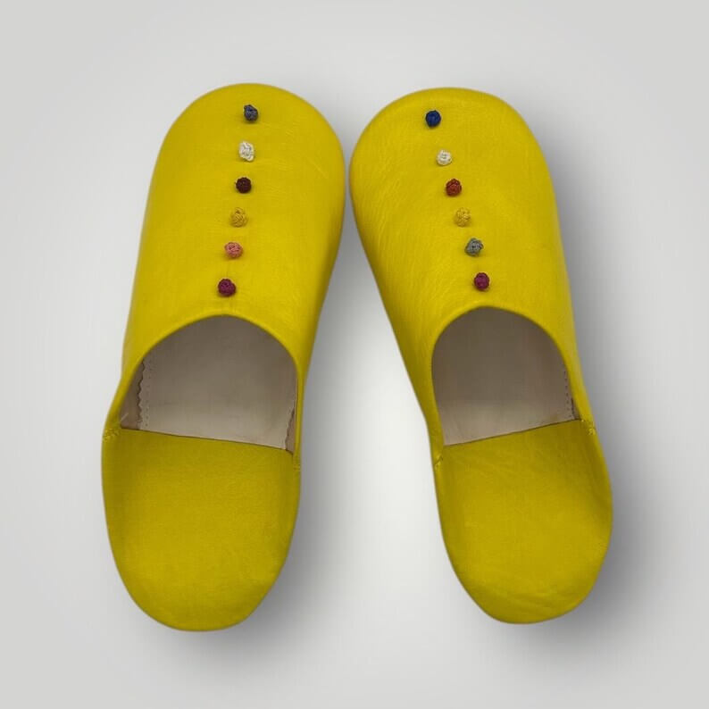 Handmade Moroccan Leather Slippers for Women with Pompon – All Sizes & Colors | Ideal Gift