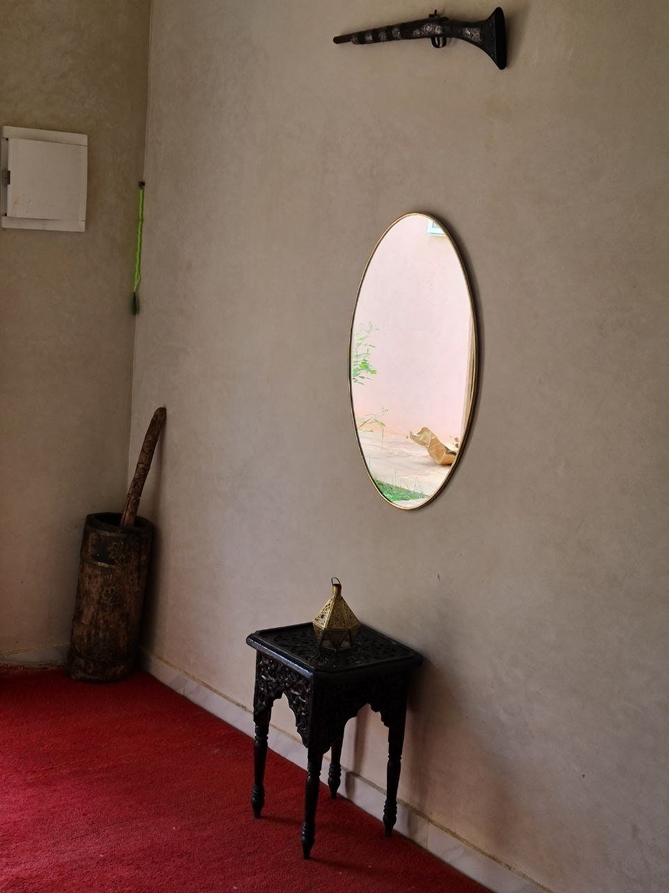 Handmade Oval Antiqued Brass Mirror – Aged Brass Wall Mirror for Bathroom, Living Room & Entryway Decor