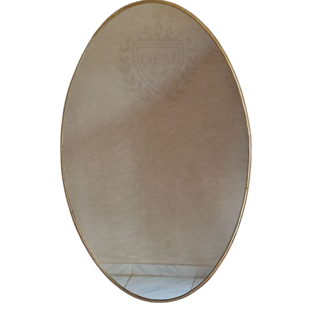 Handmade Oval Antiqued Brass Mirror – Aged Brass Wall Mirror for Bathroom, Living Room & Entryway Decor