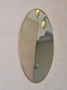 Handmade Oval Antiqued Brass Mirror – Aged Brass Wall Mirror for Bathroom, Living Room & Entryway Decor