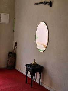 Handmade Oval Antiqued Brass Mirror – Aged Brass Wall Mirror for Bathroom, Living Room & Entryway Decor