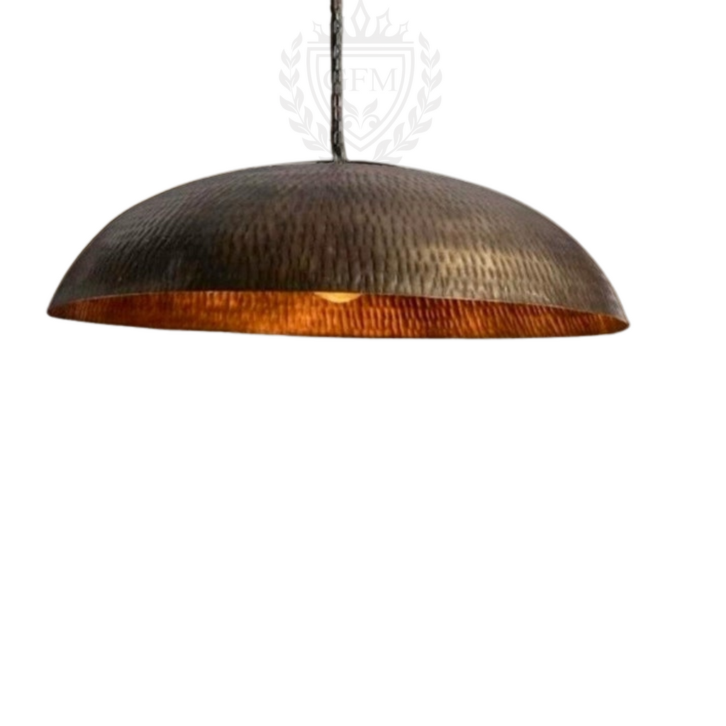 Handmade Hammered Brass Dome Pendant Light, Antique Bronze Moroccan Ceiling Lamp, Solid Brass Oxide Light Fixture