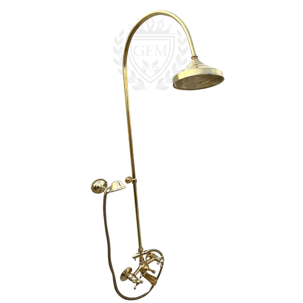 Handmade Unlacquered Brass Outdoor Shower System 