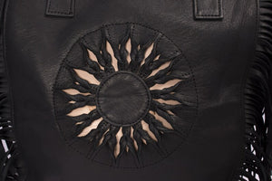 Leather Black fringe shoulder bag