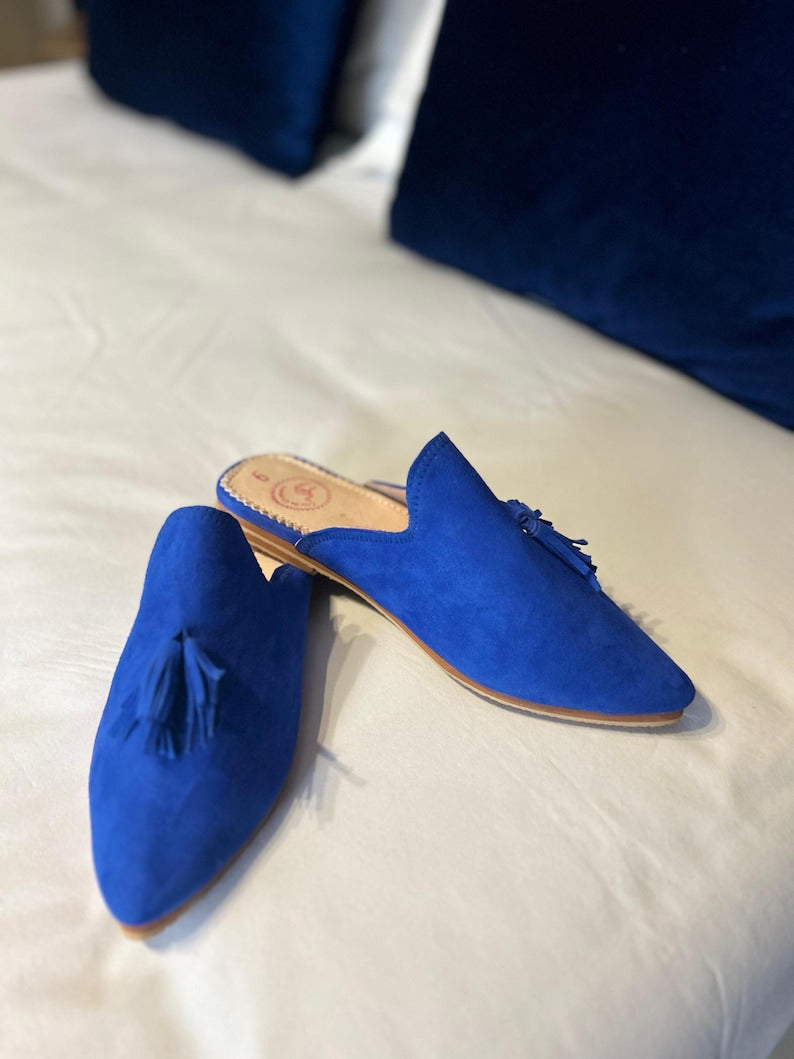 Moroccan Babouche Slippers for Women – Handmade Suede Outdoor Leather Mules