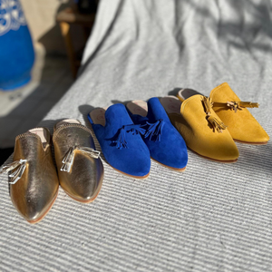 Moroccan Babouche Slippers for Women – Handmade Suede Outdoor Leather Mules