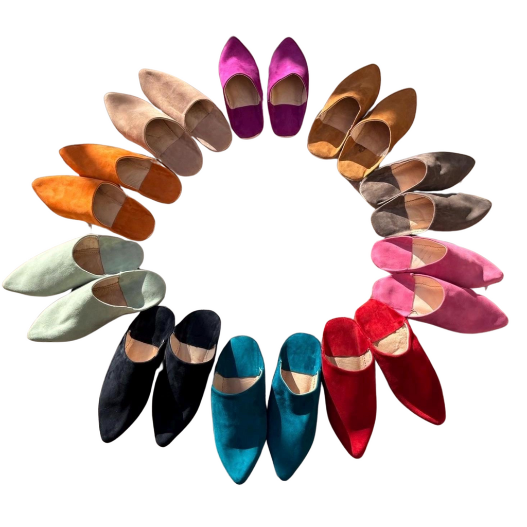 Handmade Moroccan Pointed Suede Babouche Slippers