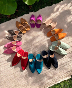 Handmade Moroccan Pointed Suede Babouche Slippers