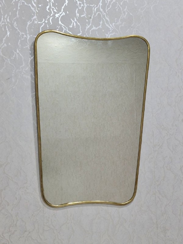 Moroccan Brass Wall Mirror – Irregular Handmade Mirror for Bathroom,