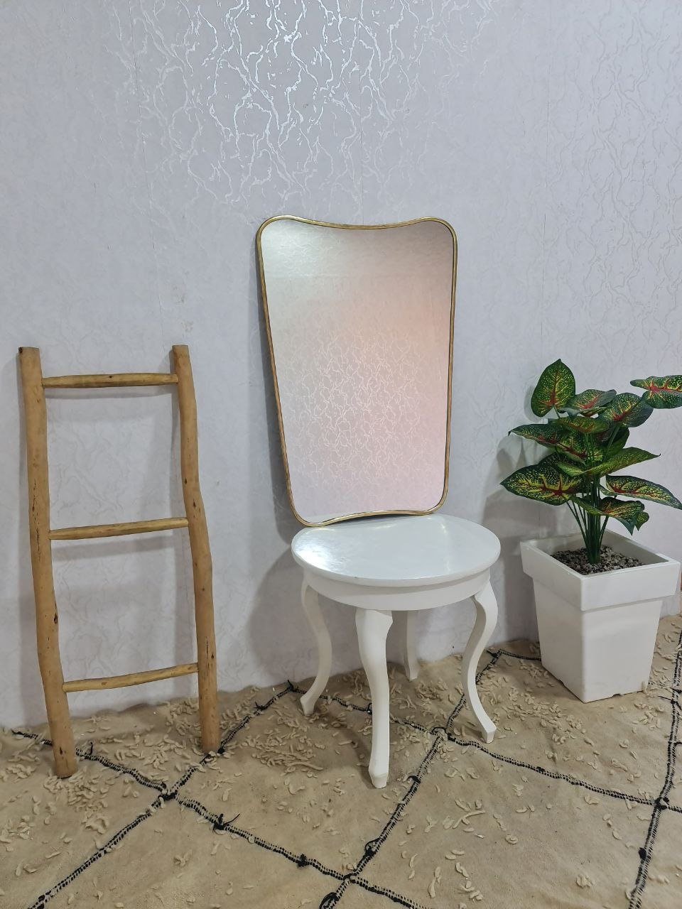 Moroccan Brass Wall Mirror – Irregular Handmade Mirror for Bathroom,