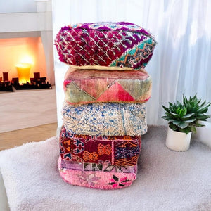 Moroccan Kilim Pouf Floor Pouf Vintage Moroccan Ottoman Square Pouf, Yoga Meditation Cushion, Outdoor colorful Kilim Pillows, Berber poufs