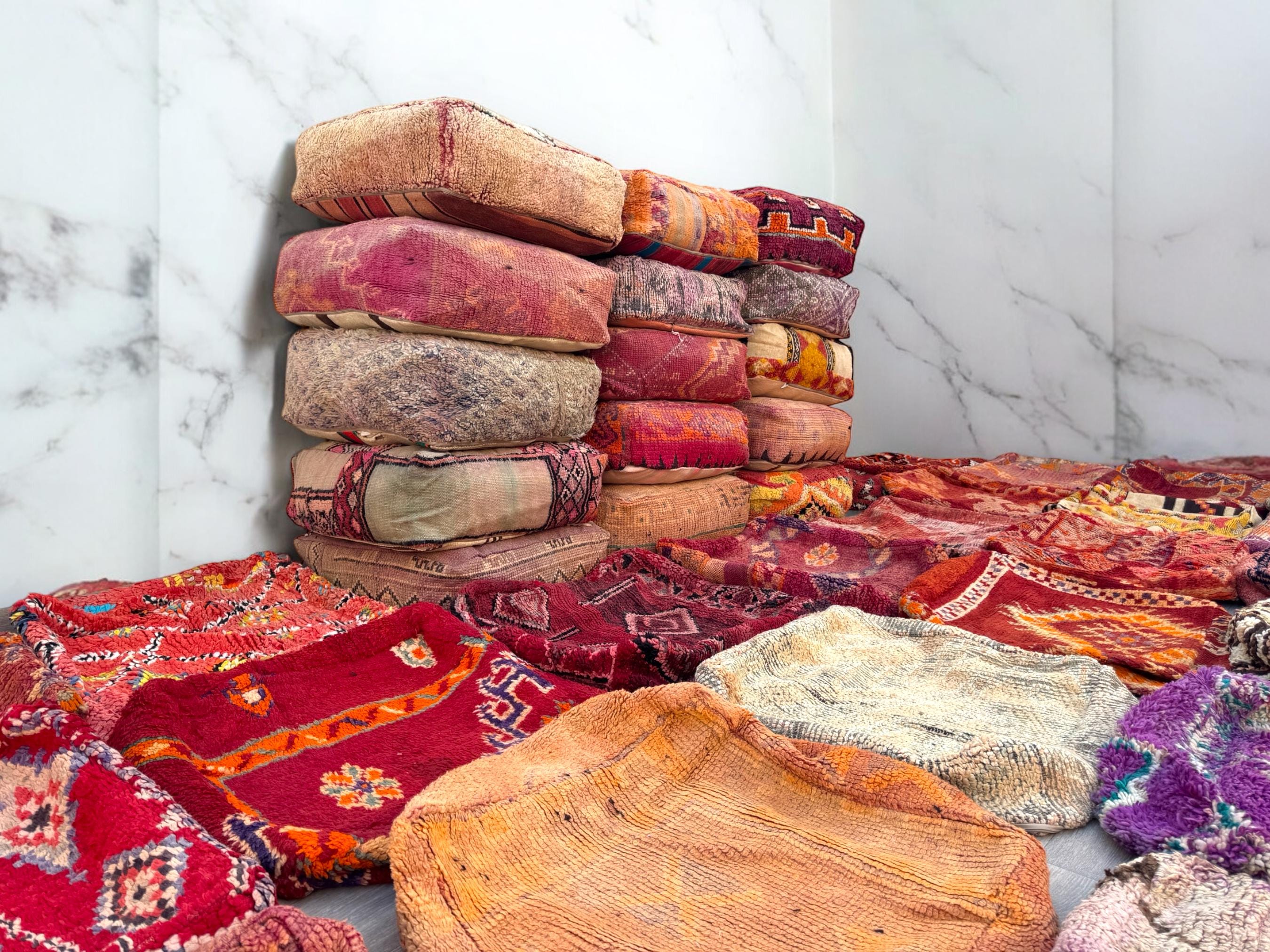 Moroccan Kilim Pouf Floor Pouf Vintage Moroccan Ottoman Square Pouf, Yoga Meditation Cushion, Outdoor colorful Kilim Pillows, Berber poufs