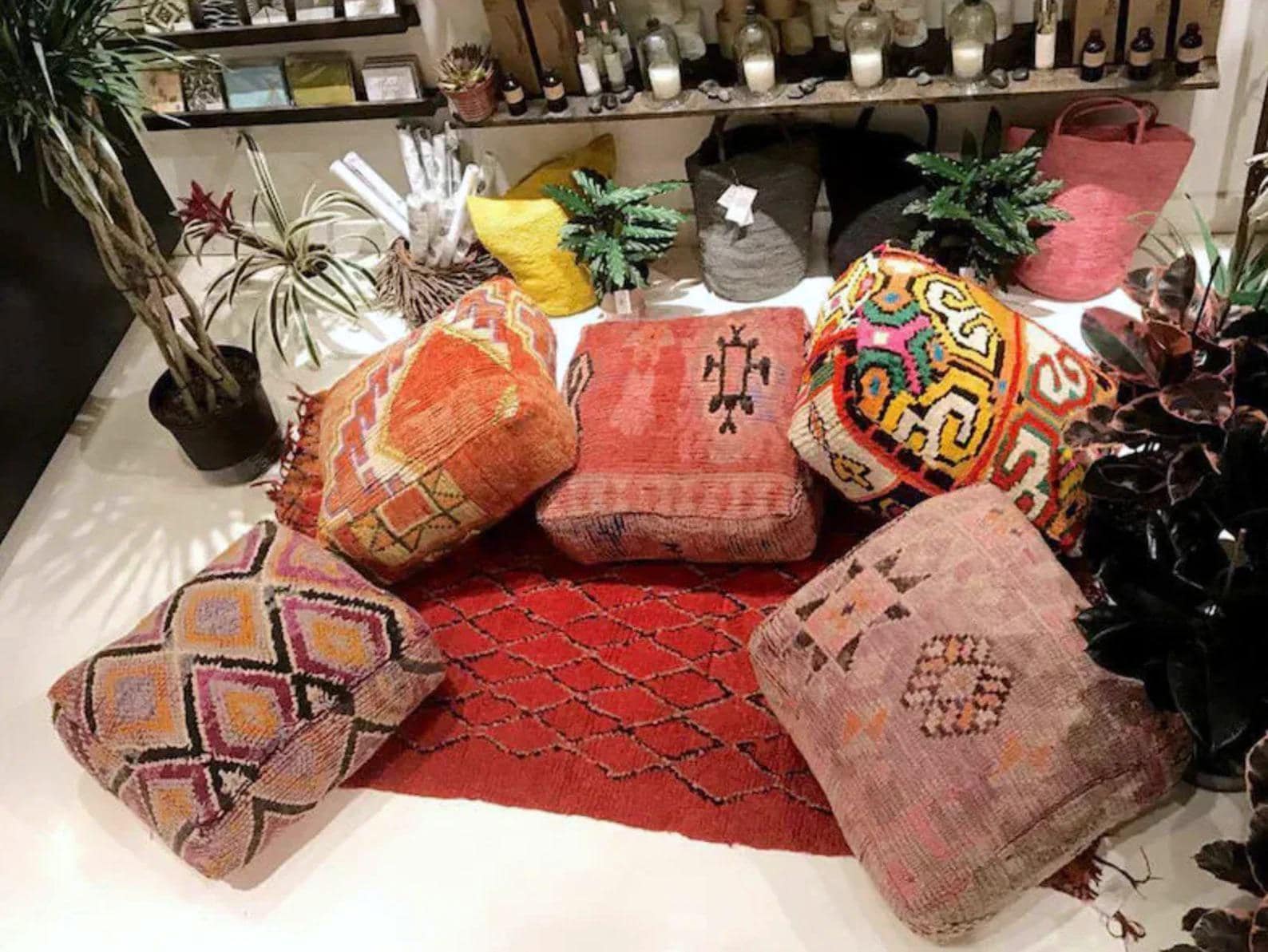 Moroccan Kilim Pouf Floor Pouf Vintage Moroccan Ottoman Square Pouf, Yoga Meditation Cushion, Outdoor colorful Kilim Pillows, Berber poufs