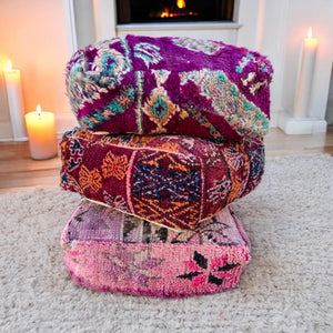 Moroccan Kilim Pouf Floor Pouf Vintage Moroccan Ottoman Square Pouf, Yoga Meditation Cushion, Outdoor colorful Kilim Pillows, Berber poufs