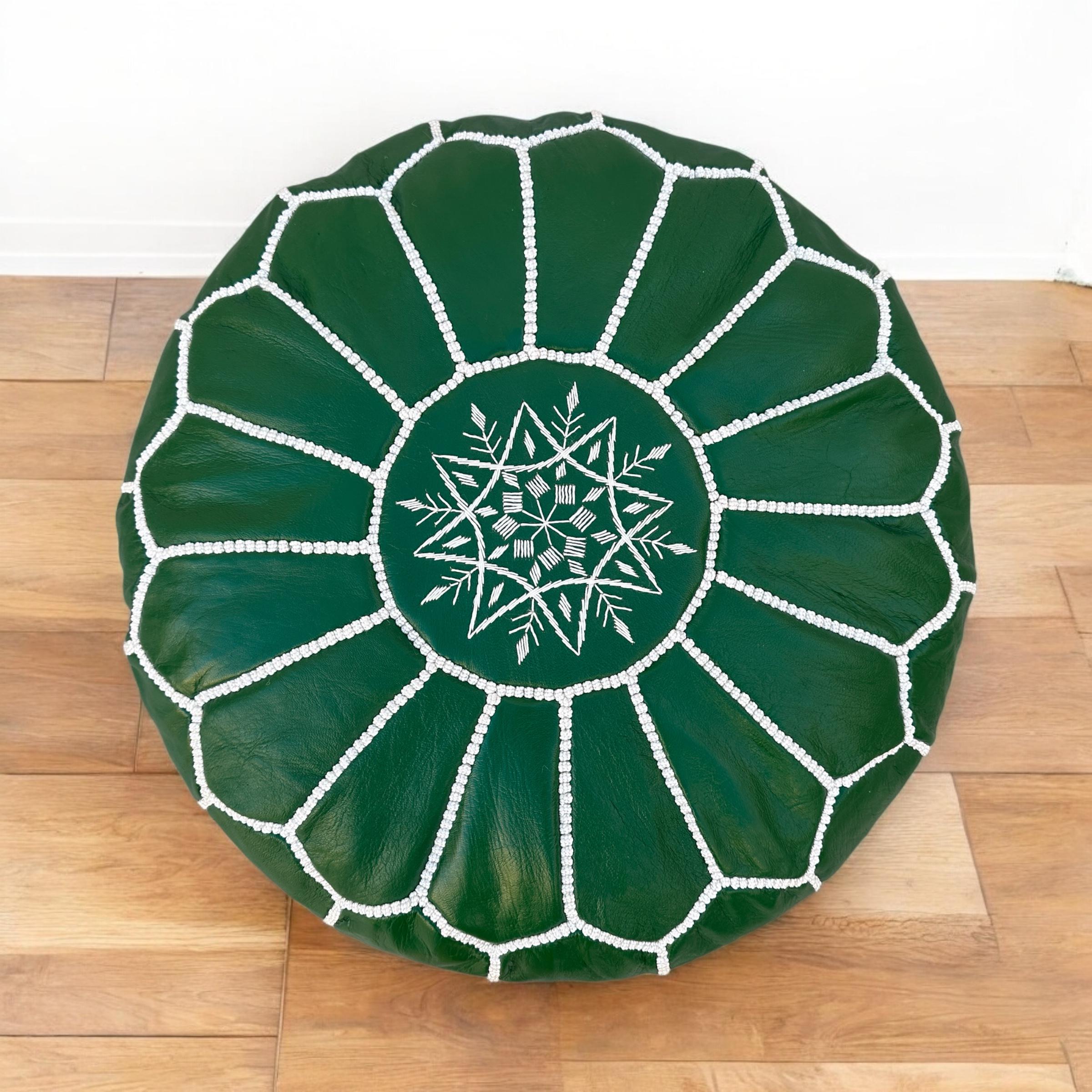 Moroccan POUF **70% OFF** with White Stitching Leather Pouf Ottoman Pouf Morrocan Leather Pouf Moroccan Pouffe, Home gifts, Wedding Gifts