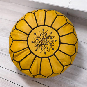 Moroccan POUF **70% OFF** with White Stitching Leather Pouf Ottoman Pouf Morrocan Leather Pouf Moroccan Pouffe, Home gifts, Wedding Gifts