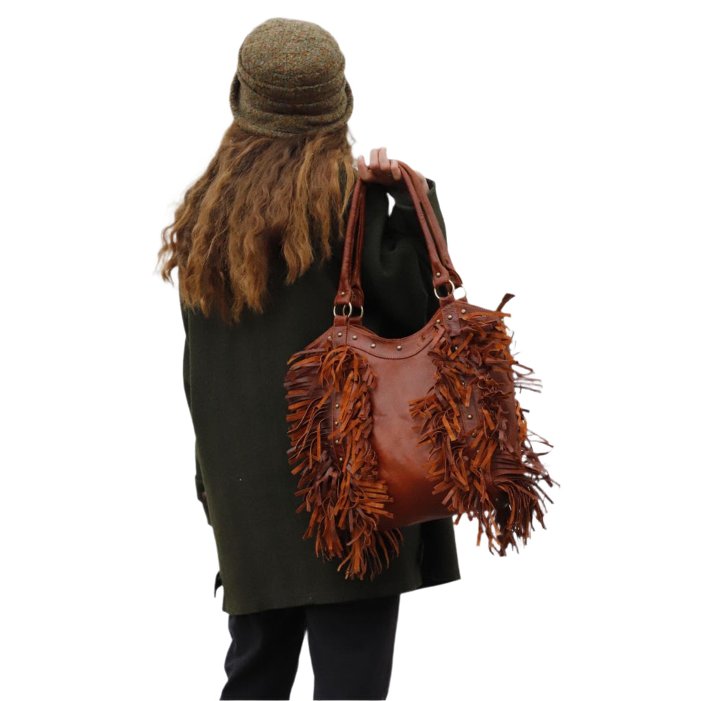 Fringed leather bag, FMoroccan Leather Bags