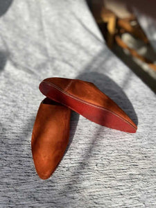Moroccan Pointed-Toe Suede Babouches – Handmade Indoor & Outdoor Slippers – All Colors Available