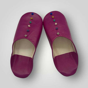 Handmade Moroccan Leather Slippers for Women with Pompon – All Sizes & Colors | Ideal Gift