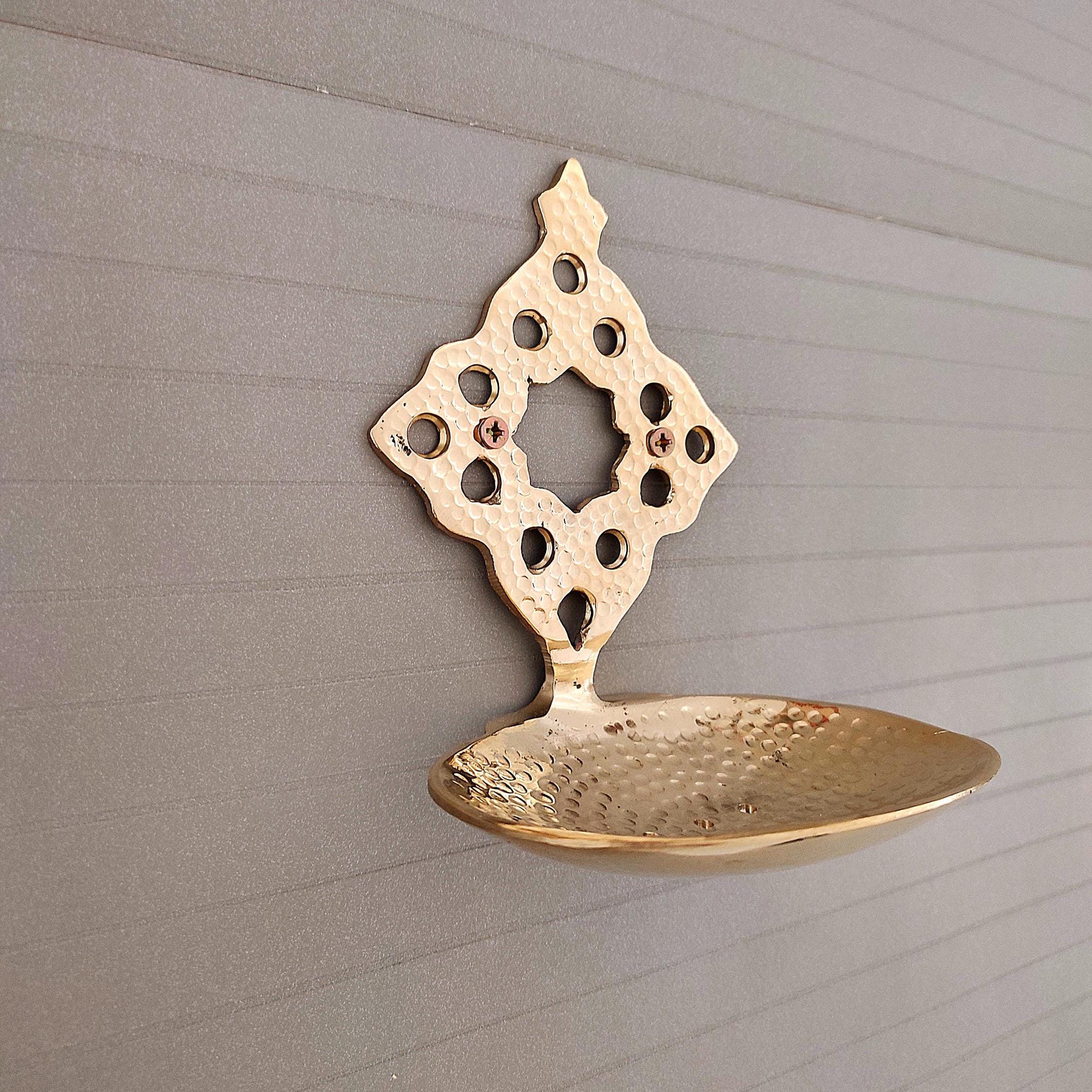 Handcrafted Hammered Brass Soap Dish , Unlacquered Wall-Mounted Soap Holder