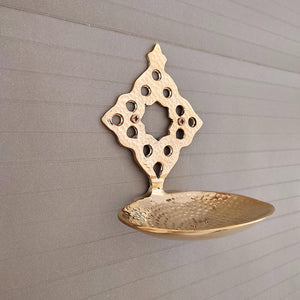 Handcrafted Hammered Brass Soap Dish , Unlacquered Wall-Mounted Soap Holder