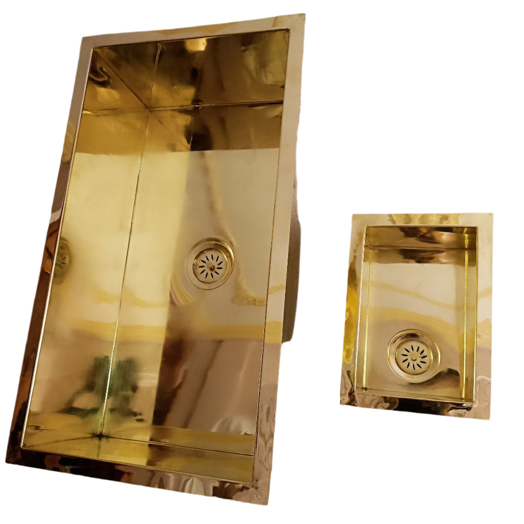 Solid Unlacquered Brass Undermount Sink, Kitchen Bar Sink, Island Sink, Outdoor Sink, the drain for free