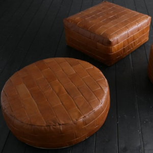 Comfortable ottoman stool , leather patchwork stitching