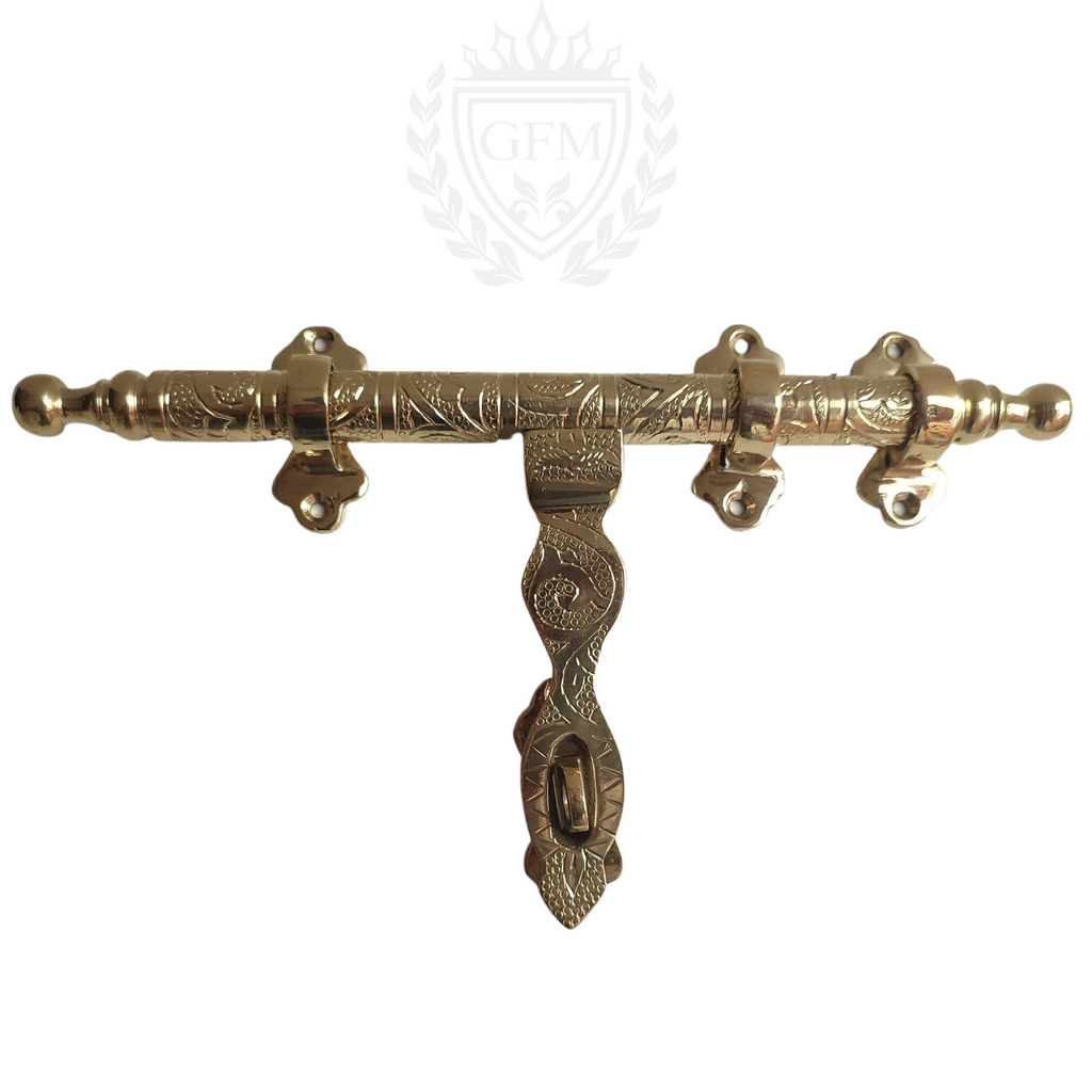 Moroccan Handmade Solid Brass Sliding Door Bolt and Latch Kit