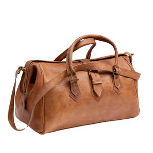 Moroccan Leather Weekender Bag Style Duffel with Adjustable Strap