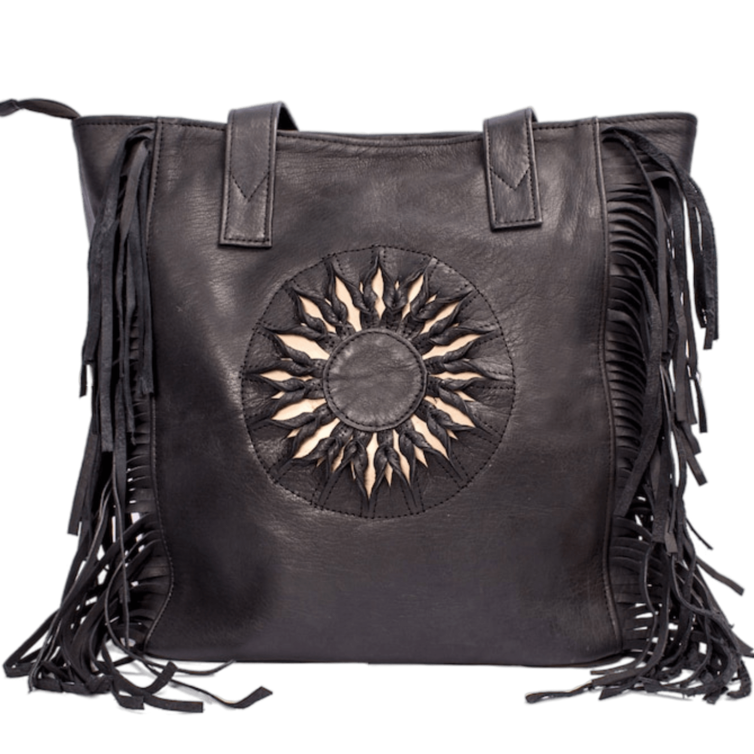 Leather Black fringe shoulder bag
