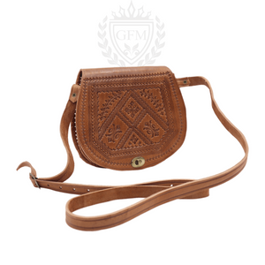 Handcrafted Leather Crossbody Bag in Camel Color