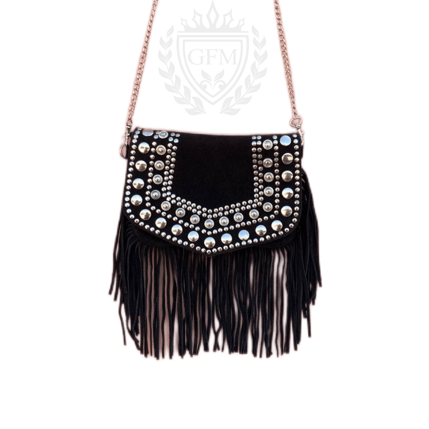 Moroccan Leather Fringe Purse, Boho Style Women's Purse with Glitter Accents
