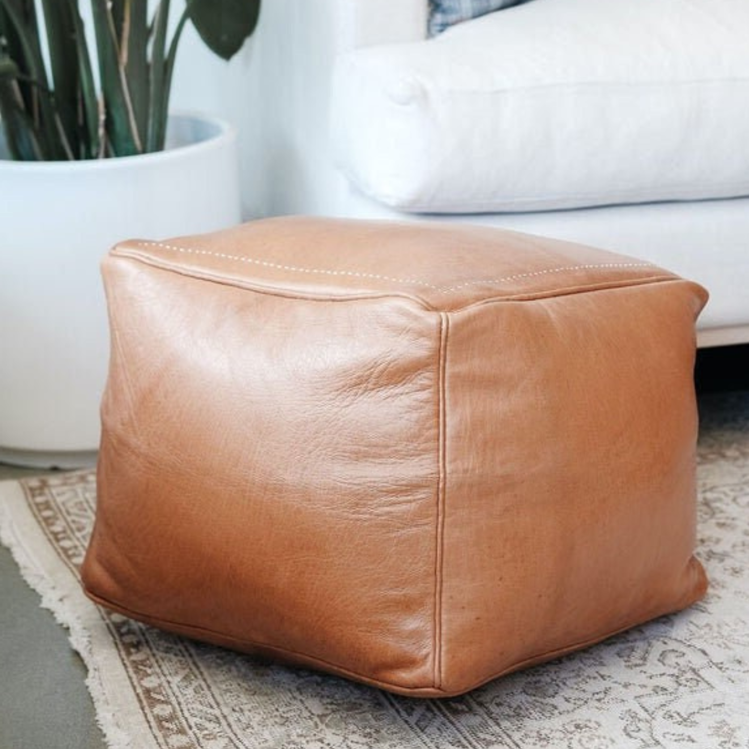 Handmade Moroccan Leather Poufs - Premium Quality
