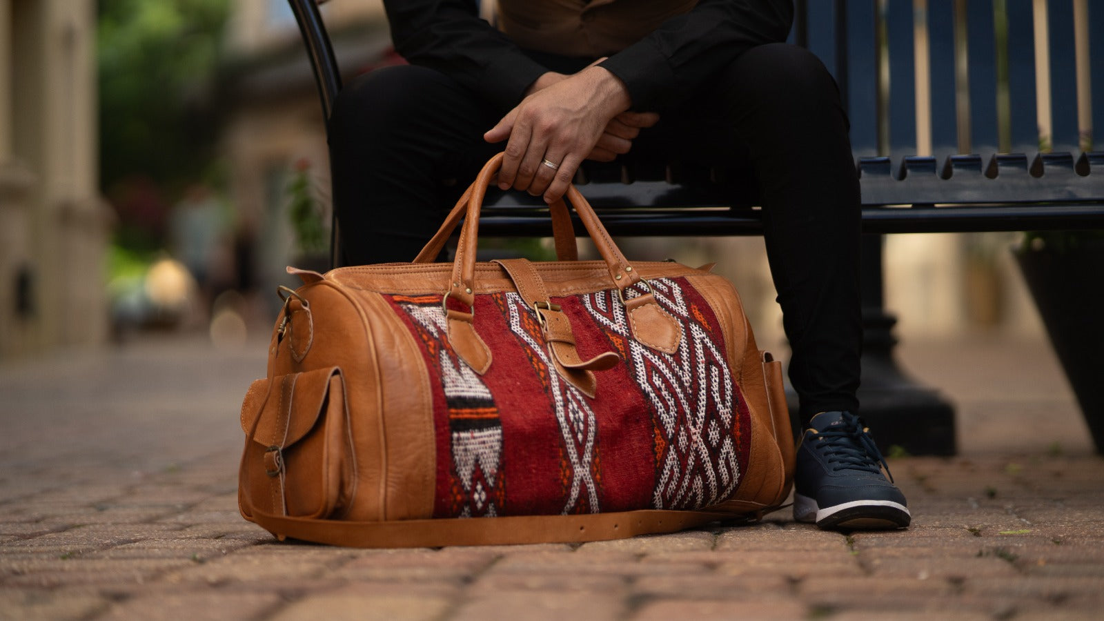 Unique Kilim Leather Travel Bag, Kilim Duffel Bags
