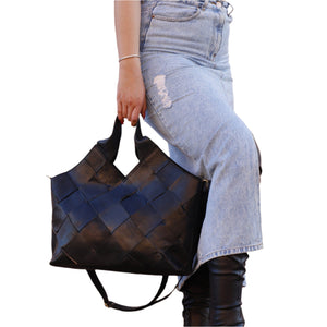 Black Boho cowgirl bag, Black Braided Leather bag, Black leather Braided Bag, Black Braided western purse, Braided boho women