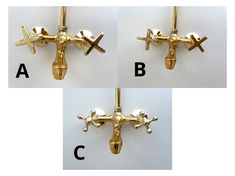 Shower System with Tub Filler & Vintage Shower Head | Handmade Moroccan Solid Brass