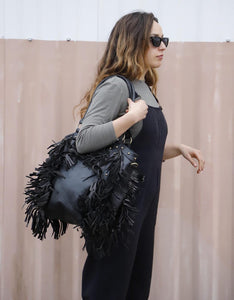 Women Boho Fringe Leather Bag, Brown Western tote Bag, Fringed Moroccan Leather Purse, Cowgirl Fringe Bag, Bohemian Leather women Handbag