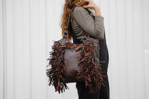 Fringed leather bag, leather Fringe Bag, Fringe western Crossbody, Boho cowgirl bag, fringe boho crossbody bag, Moroccan leather fringed bag