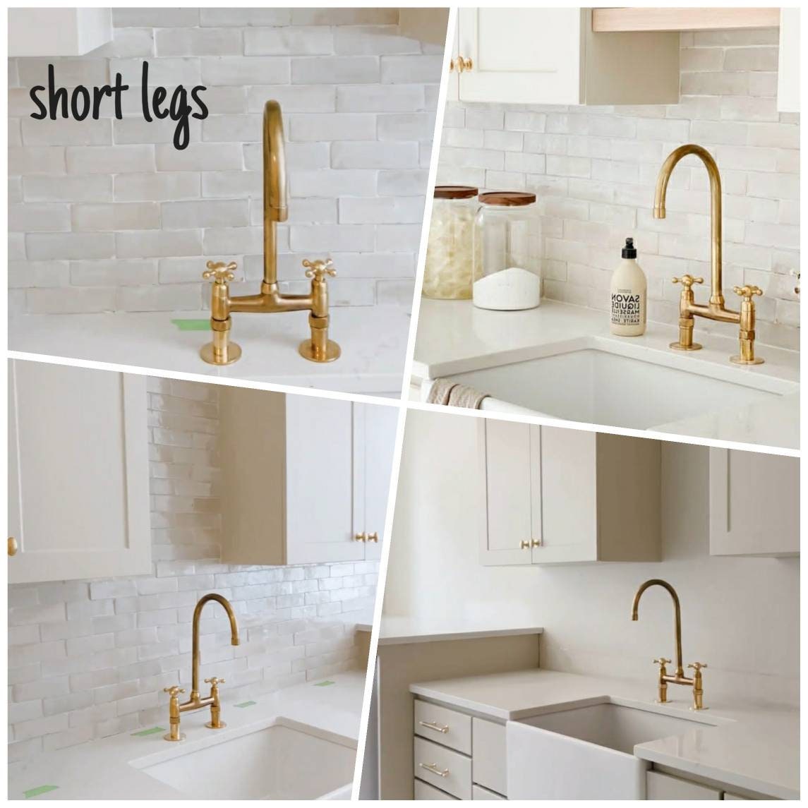 Solid Brass Bridge Kitchen Faucet with Straight Legs – Unlacquered Moroccan Brass Sink Tap with Optional Spraye