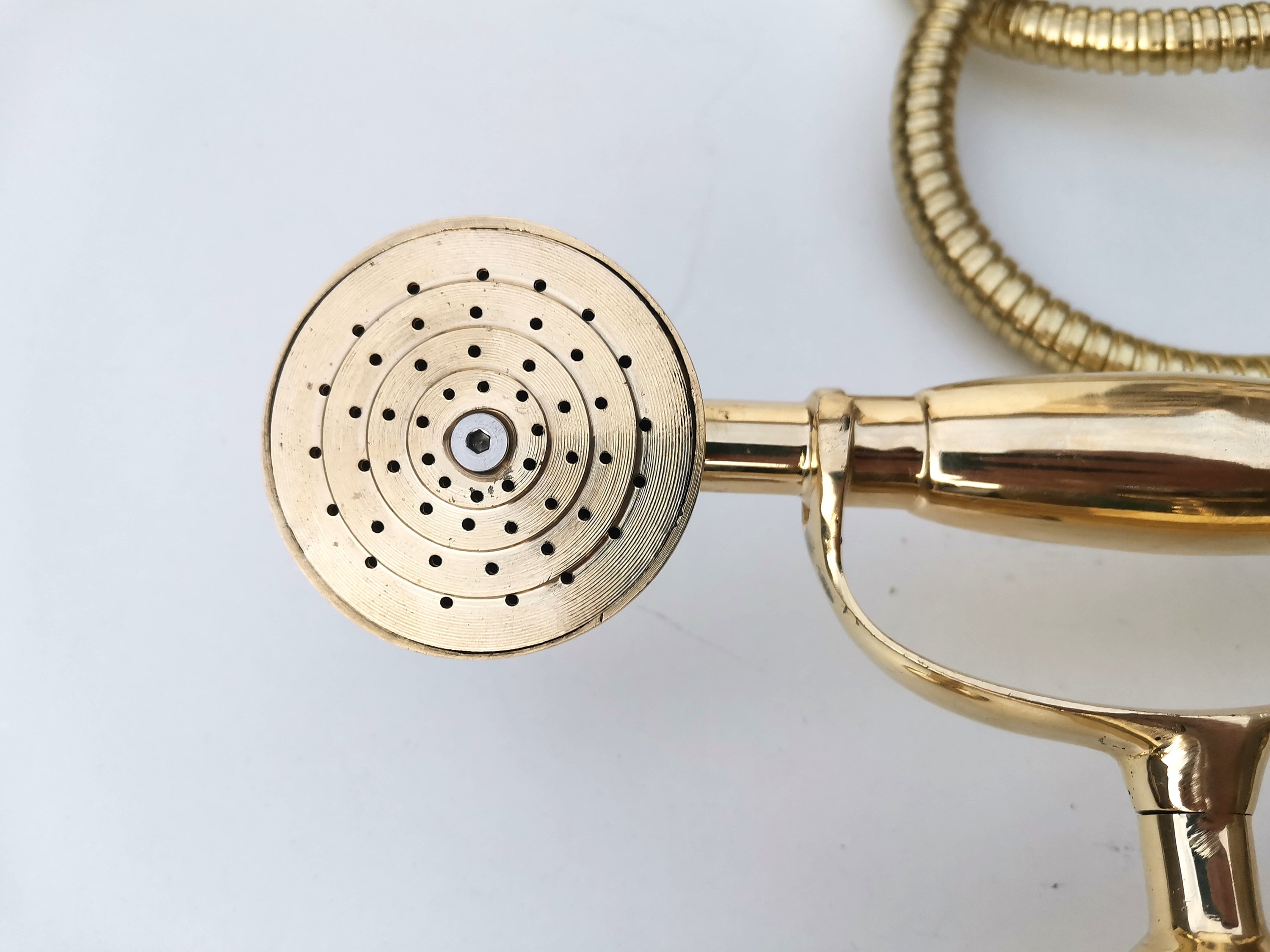 Unlacquered Brass Shower System with Telephone Handheld | Wall Mounted Vintage Brass Shower Set