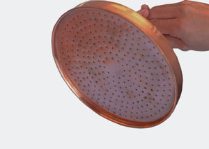 Copper Large Rain Shower Head, Copper Handcrafted Vintage Round Showerhead, Works Outdoor, Copper Shower head