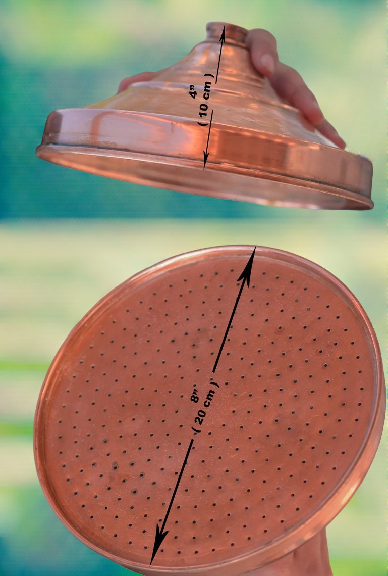 Handcrafted Copper Rain Shower Head – Outdoor & Indoor High-Pressure Unlacquered Finish (4"–8")