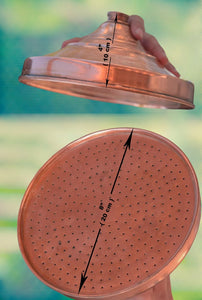 Handcrafted Copper Rain Shower Head – Outdoor & Indoor High-Pressure Unlacquered Finish (4"–8")