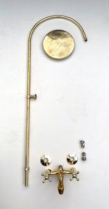 Shower System with Tub Filler & Vintage Shower Head | Handmade Moroccan Solid Brass