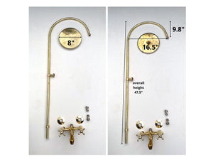 Shower System with Tub Filler & Vintage Shower Head | Handmade Moroccan Solid Brass